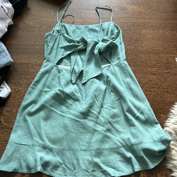 Linen Mini Dress with Tie-Back - Picture 2 of 3